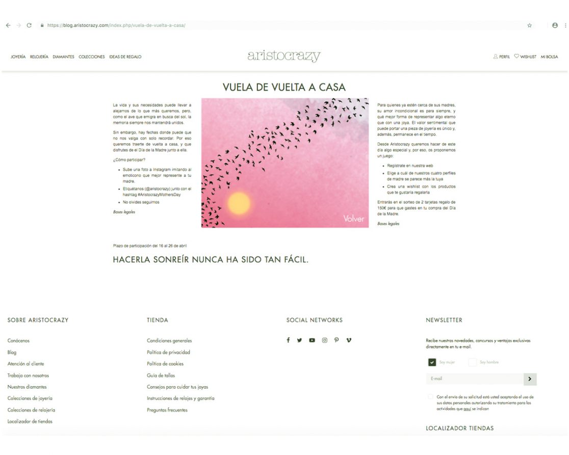 Fotografía de los escaparates en tiendas aristocrazy. Arte final realizado por Sandra Santos en 2018