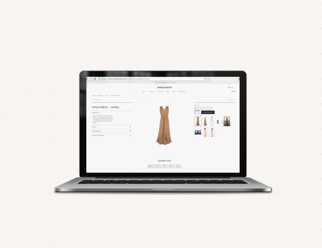 Product detail - website Design for maisonhotel: maisonh.com by Sandra Santos- Fashion Branding & Art Direction